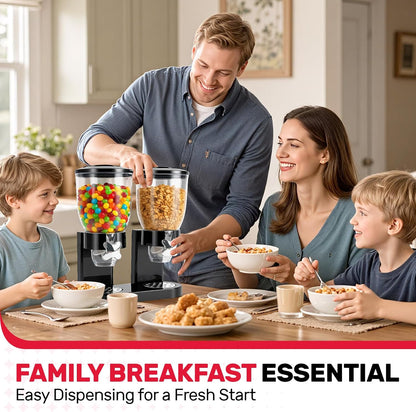 Triple Cereal Dispenser Countertop 2L, Airtight Cereal Containers Storage, Large Capacity Total 6L for Kitchen Pantry, Rotating Dry Food Dispenser for Candy, Nut, Coffee Beans, White