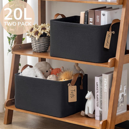 CHICVITA Large Storage Baskets for Shelves, Fabric Storage Bins with Metal Frame, Closet Organizers and Storage Boxes for Clothes Toy, Beige