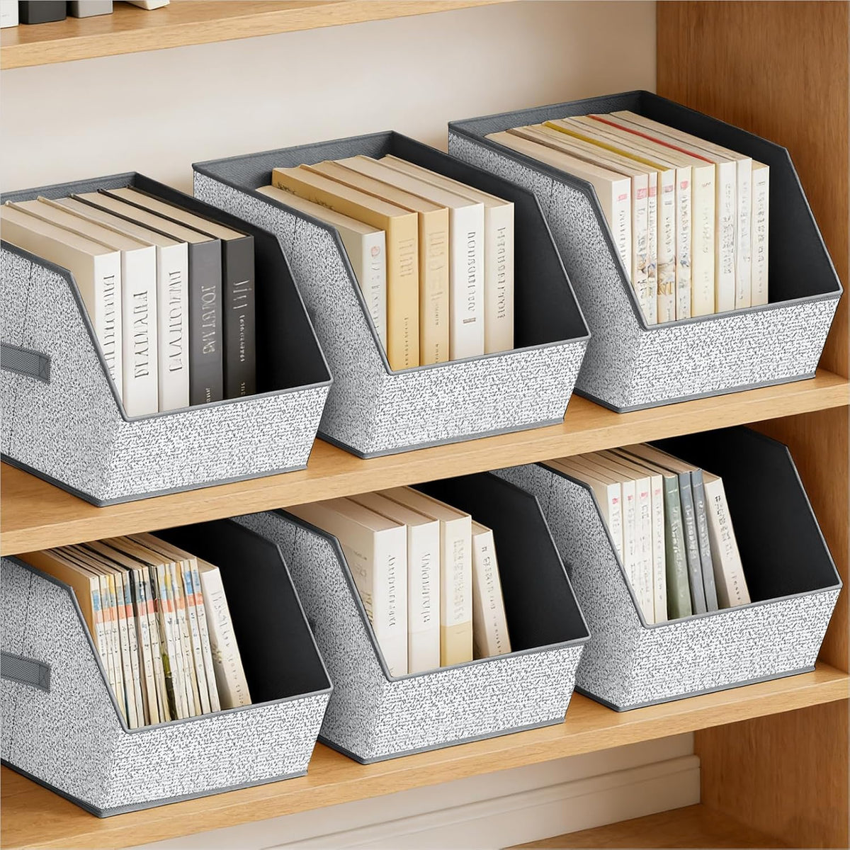 Homsorout Fabric Closet Storage Cubes - Square Storage Bins with Dual Handles for Clothes, Towels, Toys, Cube Storage Organizers for Bedroom, Nursery, Shelves, Closet, Small Spaces, Beige