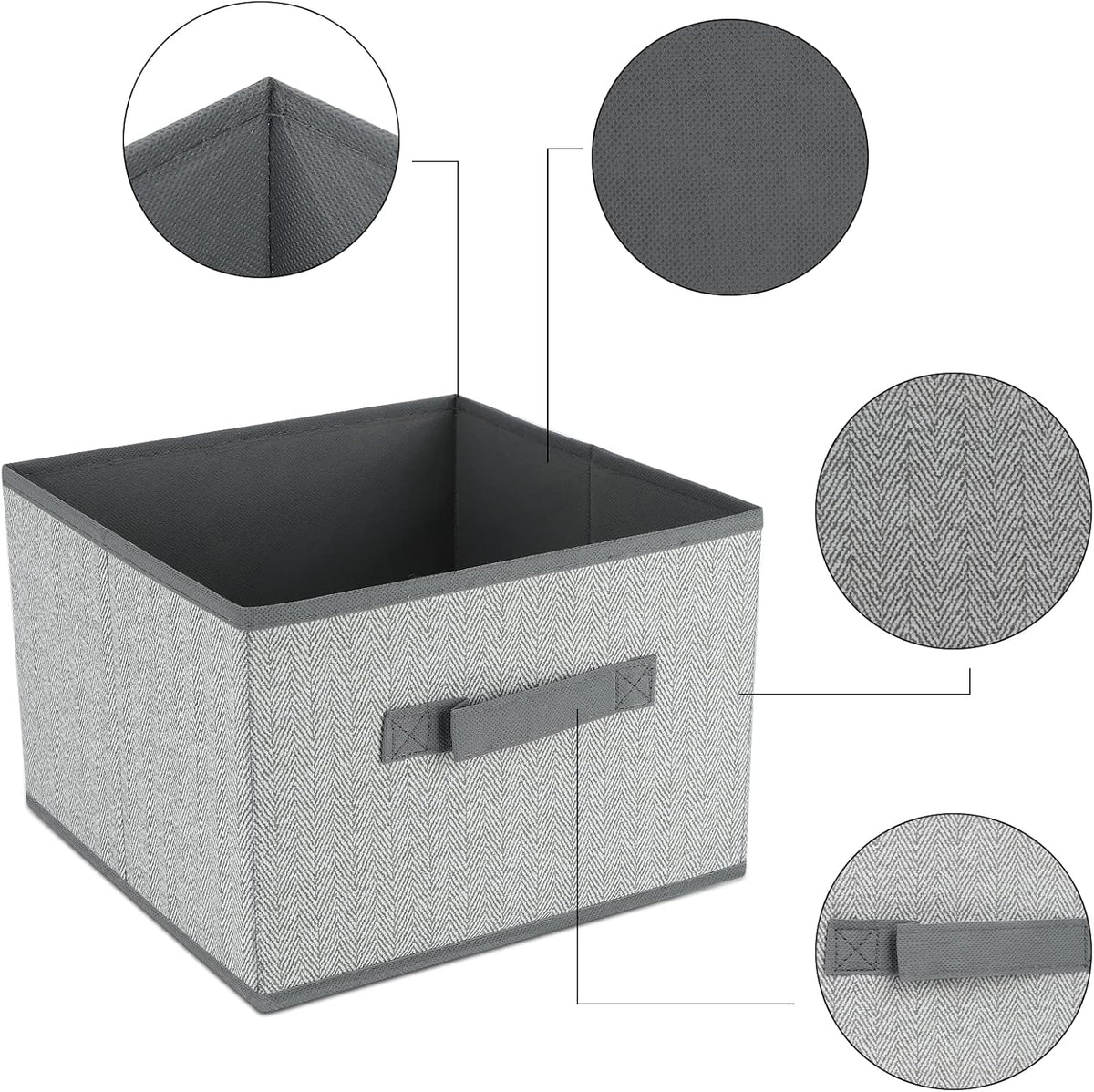 DAYARD Fabric Bins [3-Pack], Foldable Cube Baskets Storage Boxes for Shelves, Closet, Bookshelf, Nursery Organizer Containers, 11 x 11 x 8 inch Grey