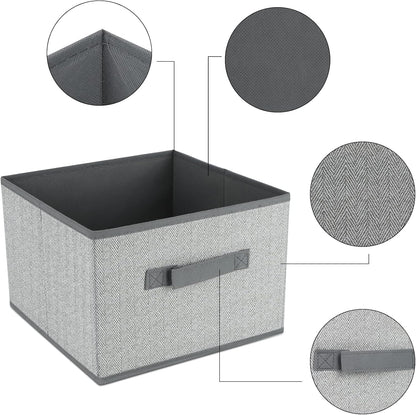 DAYARD Fabric Bins [3-Pack], Foldable Cube Baskets Storage Boxes for Shelves, Closet, Bookshelf, Nursery Organizer Containers, 11 x 11 x 8 inch Grey
