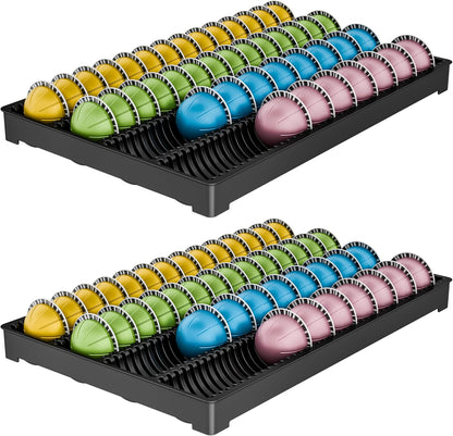 EVERIE Drawer Coffee Pod Organizer for Vertuo Capsules – Holds Up to 40 Large or 52 Small Pods, Space-Saving Insert Tray, Fits Kitchen Cabinets, 15.4" x 10.2" x 1.2"