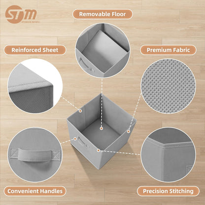 STORAGE MANIAC Storage Cubes, 11 Inch Durable 6 Pack Fabric Foldable Collapsible Bins with Handles for Organization, Closet, Shelves, Offices, Toys, Black