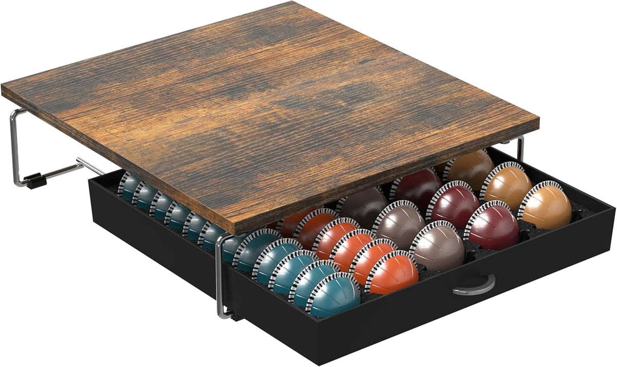 DecoBrothers Crystal Tempered Glass Vertuo Pod Holder Drawer, 24 Large or 48 Small Nespresso Capsule Organizer