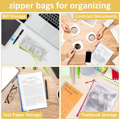 YOPCDJ Mesh Zipper Pouch Bags A4 Zipper Bags for Classroom Organization, Waterproof Document Zipper Pouches for Cosmetics, Travel Storage File Bags for Office Supplie