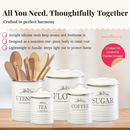 noonberry Potato and Onion Storage Bin Set – 3-Piece Ventilated Potato Storage Bin, Onion Storage Container and Garlic Container – Cream-White Magnolia Finish