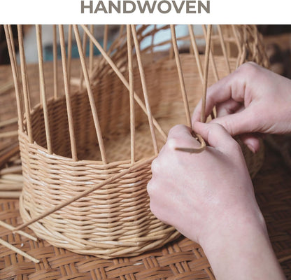 GRANNY SAYS Wicker Storage Baskets for Shelves, Wicker Baskets for Organizing, Waterproof Woven Basket for Pantry, Rectangle Basket for Shlef, Brown, 2-Pack