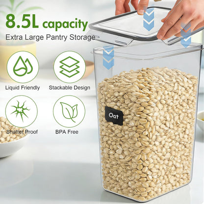 ALSO GO 2 PC (9.5L | 321 Oz) Extra Large Airtight Food Storage Containers with Lids,Kitchen and Pantry Organization Plastic Containers for Flour,Rice,Cereal,Pasta,Sugar,dog food (Leakproof, BPA-Free)