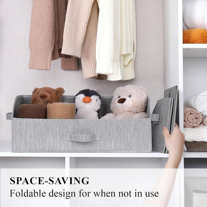 WUIKE Closet Organizers and Storage, Trapezoid Storage Bins, Fabric Closet Bins with Handles, Foldable Storage Baskets for Clothes, Purse, Blanket, Herringbone Gray, Extra Large