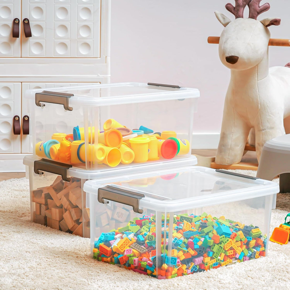 Citylife 17 QT Plastic Storage Box with Removable Tray Craft Organizers and Storage Clear Storage Container for Organizing Bead, Tool, Sewing, Playdoh