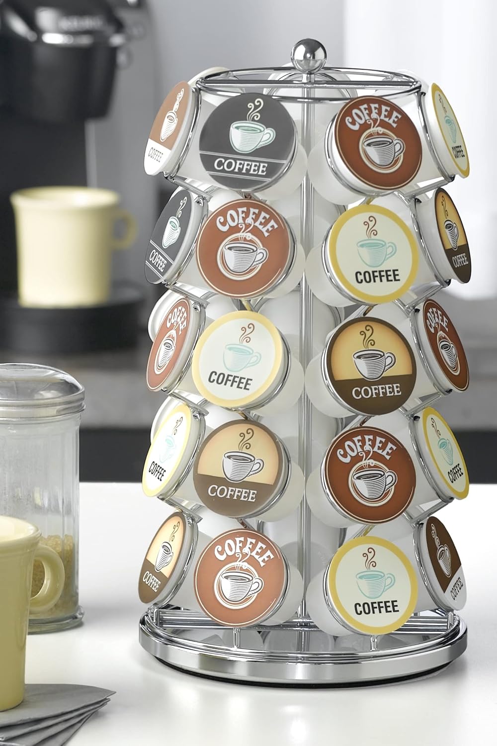 Nifty K Cup Holder – Compatible with K-Cups, Coffee Pod Carousel | 35 K Cup Holder, Spins 360-Degrees, Lazy Susan Platform, Modern Black Design, Home or Office Kitchen Counter Organizer