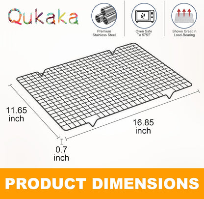 2PCS Cooling Racks for Cooking and Baking - 10" x 15"Heavy Duty Stainless Steel Wire Rack for Baking, Grilling, Roasting - Oven & Dishwasher Safe - Fits Jelly Roll Sheet Pan-Silver