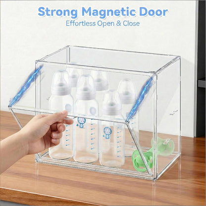 Baby Bottle Storage Organizer, Large 3 Tier Acrylic Bottle Storage Organizer Container for Countertop, Clear Plastic Bottle Station Organizers for Kitchen Cabinet Vanity Bathroom, Gifts for New Mom