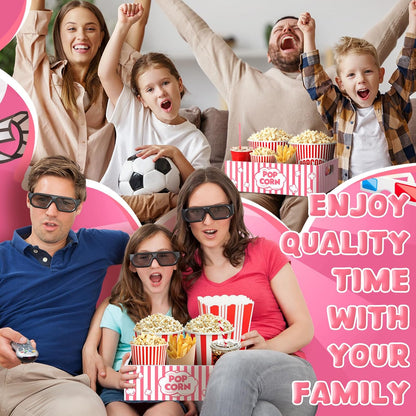 Movie Night Supplies Snack Trays with Handles Reusable Wooden Movie Gift Basket for Theater Popcorn Bucket Bowl Box Container Family Room Decor(Classic Style)