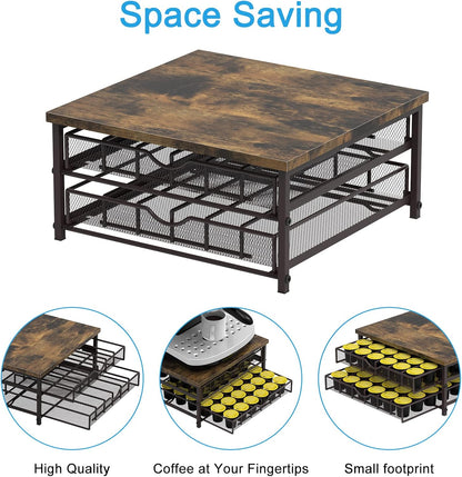 Coffee Pod Holder For Counter, Coffee Pod Drawer for K Cup Storage Drawer Holder, 72 Capacity Pods Storage Organizer Cups Capsule with Sliding Baskets for Coffee Station, Black