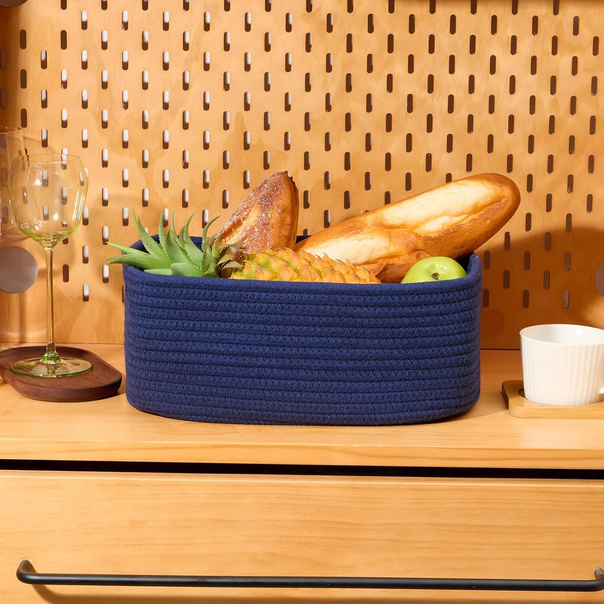 MiniArk Small Storage Baskets for Organizing | Closet Organizer Bins | Shelf Toy Basket | Woven Rope Baskets | Cube Decorative Box | Shallow Basket | L11.5xW7.5xH4.7| Brown