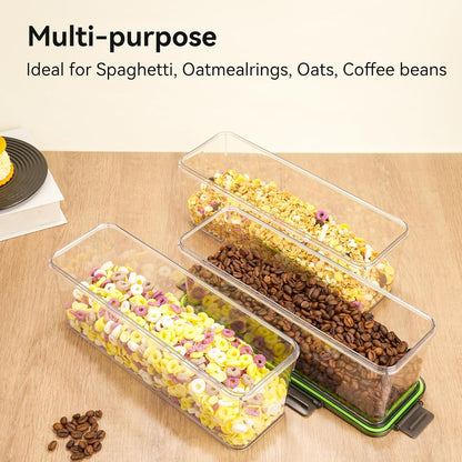 72oz Spaghetti Pasta Storage Container - Clear Plastic Noodle Holder with Airtight Lid Kitchen Pantry Food Storage Organizer for Rice Flour Cereal Oats Cracker Coffee Bean Linguini Lasagna (Square*1)