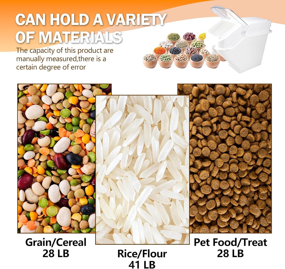 Flour Bin, 10 lb Stackable Kitchen Ingredient Storage Container with Lid - Food Pantry Organizer for Flour, Sugar, Rice, Baking,Dog Food Supplies (2.64 GAL-2.33 LB)