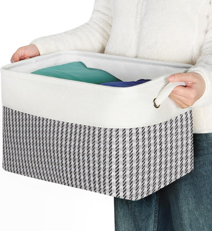 Foldable Storage Bin Collapsible Basket 12" x 10" x 9.5" Cube Storage Organizer Bins with Dual Carry Handles for Home Closet Shelves Drawers Organizer, Set of 3, Grey