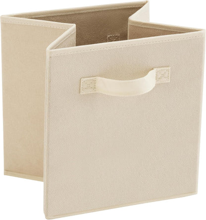 MAX Houser Fabric Storage Bins Cubes Baskets Containers with Dual Plastic Handles for Home Closet Bedroom Drawers Organizers, Flodable, Blue, Set of 4