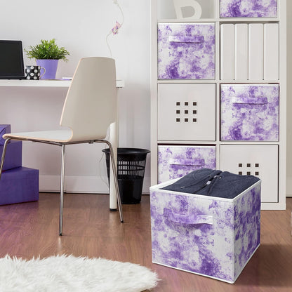 Sorbus Foldable Storage Bins - 11 Inch Sturdy Collapsible Fabric Storage Cubes with Handle - 4 Baskets for Organizing Clothes & Toys - Organization & Storage Baskets for Shelves, Pantry, Closet, Cubby