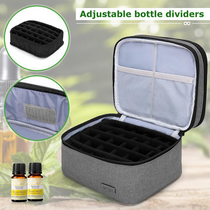 LUXJA Essential Oil Carrying Case - Holds 30 Bottles (5ml-30ml, Also Fits for Roller Bottles), Double-Layer Organizer for Essential Oil and Accessories, Black (Bag Only)