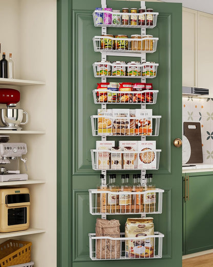 Eastherry Over The Door Organizer，8-Tier Over The Door Pantry Organizer with Adjustable Baskets，Metal Hanging Pantry Organizers and Storage for Kitchen, Back of Door Seasoning Rack (Black)
