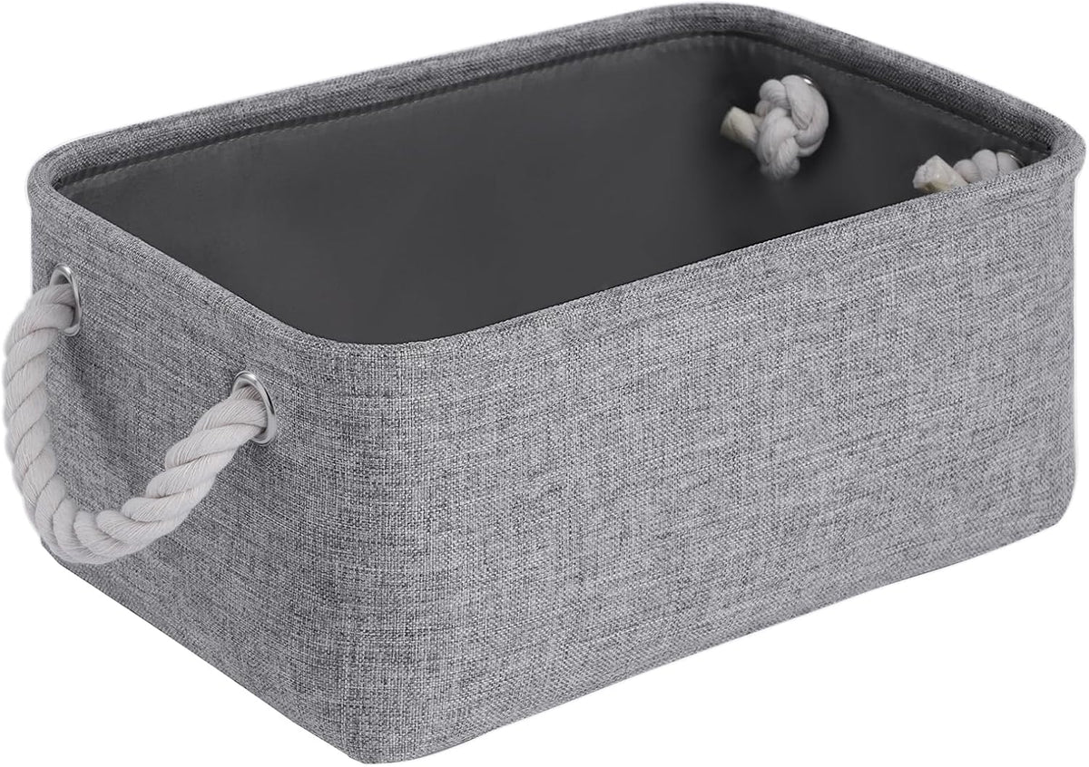 Large Storage Baskets- 15.7x11.8x8.26 inch Storage Bins for Shelves and Closet Organizing, Foldable Fabric Bin for Home Organization Clothes and Laundry (3-Pack, White&Khaki)