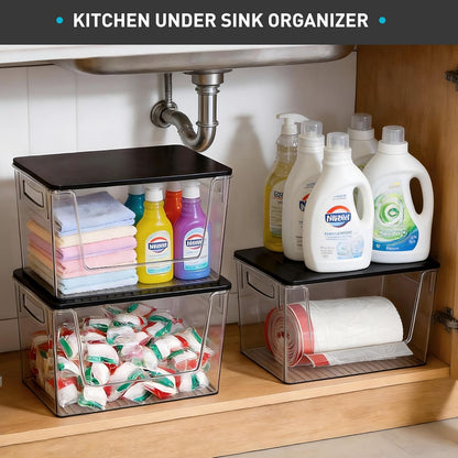 Pantry Organizers Storage, 2 Pack Large Clear Storage Bins for Onion, Potato, Garlic, Canned Food, Organizer Bins for Under Sink, Kitchen, Countertop, Bathroom