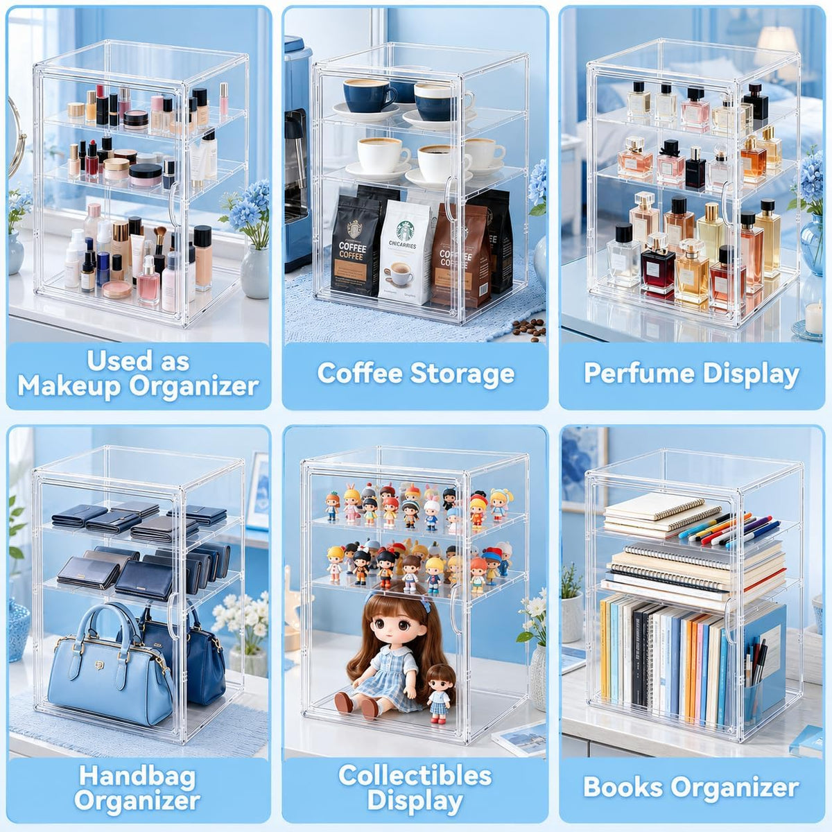 Baby Bottle Storage Organizer, Large 3 Tier Acrylic Bottle Storage Organizer Container for Countertop, Clear Plastic Bottle Station Organizers for Kitchen Cabinet Vanity Bathroom, Gifts for New Mom