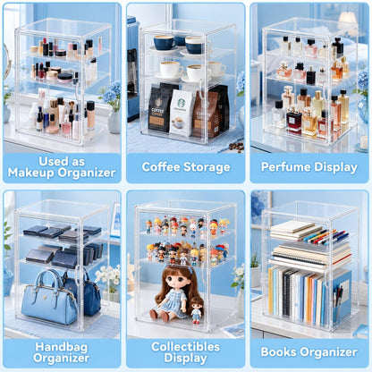 Baby Bottle Storage Organizer, Large 3 Tier Acrylic Bottle Storage Organizer Container for Countertop, Clear Plastic Bottle Station Organizers for Kitchen Cabinet Vanity Bathroom, Gifts for New Mom