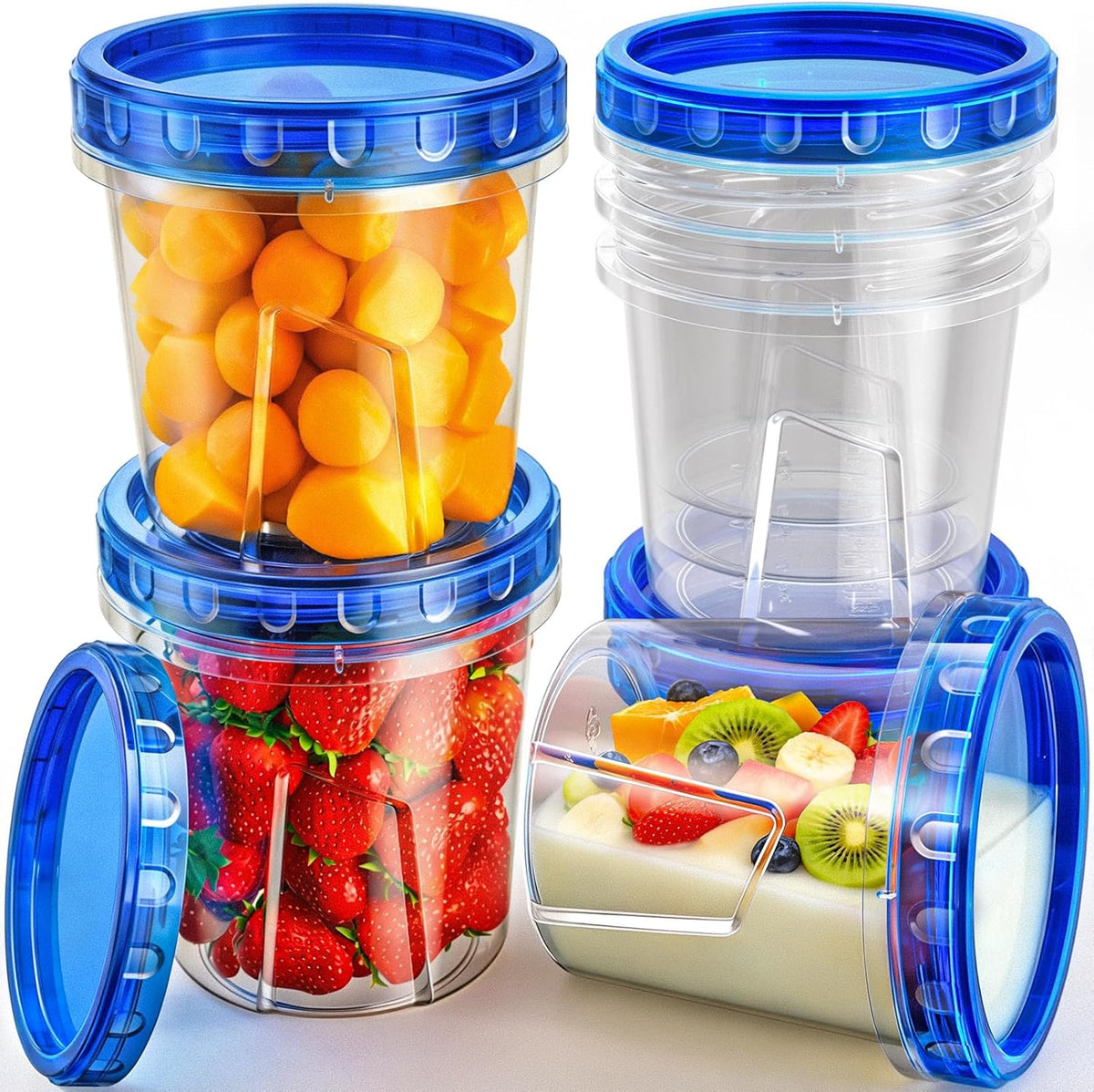 Freezer Storage Containers, [-16 Oz] Airtight Plastic Food Storage Containers with Twist Top Lids, Soup, Meal Prep Containers | BPA Free | Stackable | Leakproof | Microwave/Dishwasher Safe