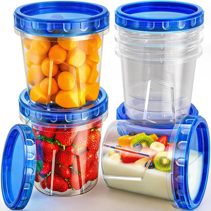 Freezer Storage Containers, [-16 Oz] Airtight Plastic Food Storage Containers with Twist Top Lids, Soup, Meal Prep Containers | BPA Free | Stackable | Leakproof | Microwave/Dishwasher Safe