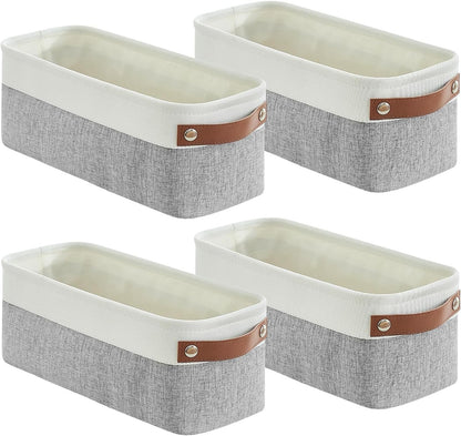 Bagnizer Large Fabric Storage Baskets | 50L Storage Bins, Decorative Linen Closet Baskets with Handles for Organizing, Shelf, Toys, Clothes, Home, Office, Nursery, 17x12x15Inches (Grey&White)