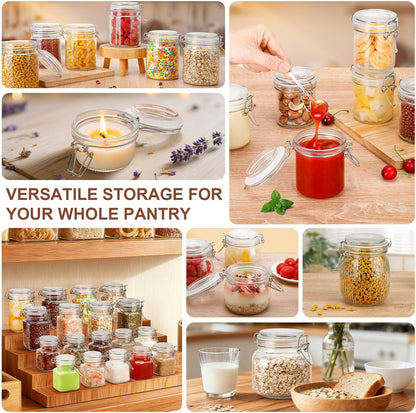 17oz Airtight Glass Jars, 6 Pack Clamp Lid Canisters, Small Food Storage Containers for Spices, Nuts, Snacks, Canning Jar for Jams & Pickling, Pantry Organization