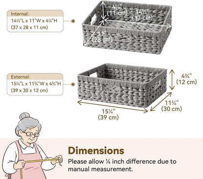 GRANNY SAYS Wicker Storage Baskets for Shelves, Wicker Baskets for Organizing, Waterproof Woven Basket for Pantry, Rectangle Basket for Shlef, Brown, 2-Pack