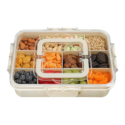 Xyptorix Snack Box Container for Kids - Adjustable 12-Compartment Snack Containers, Reusable Bento Box, Dishwasher Safe, BPA-Free, Perfect for School, Travel, Camping & Picnic, Ivory White