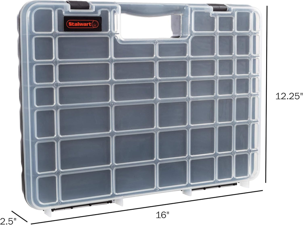 Stalwart - 75-ST6073 Portable Storage Case with Secure Locks and 55 Small Bin Compartments for Hardware, Screws, Bolts, Nuts, Nails, Beads, Jewelry and More by Black