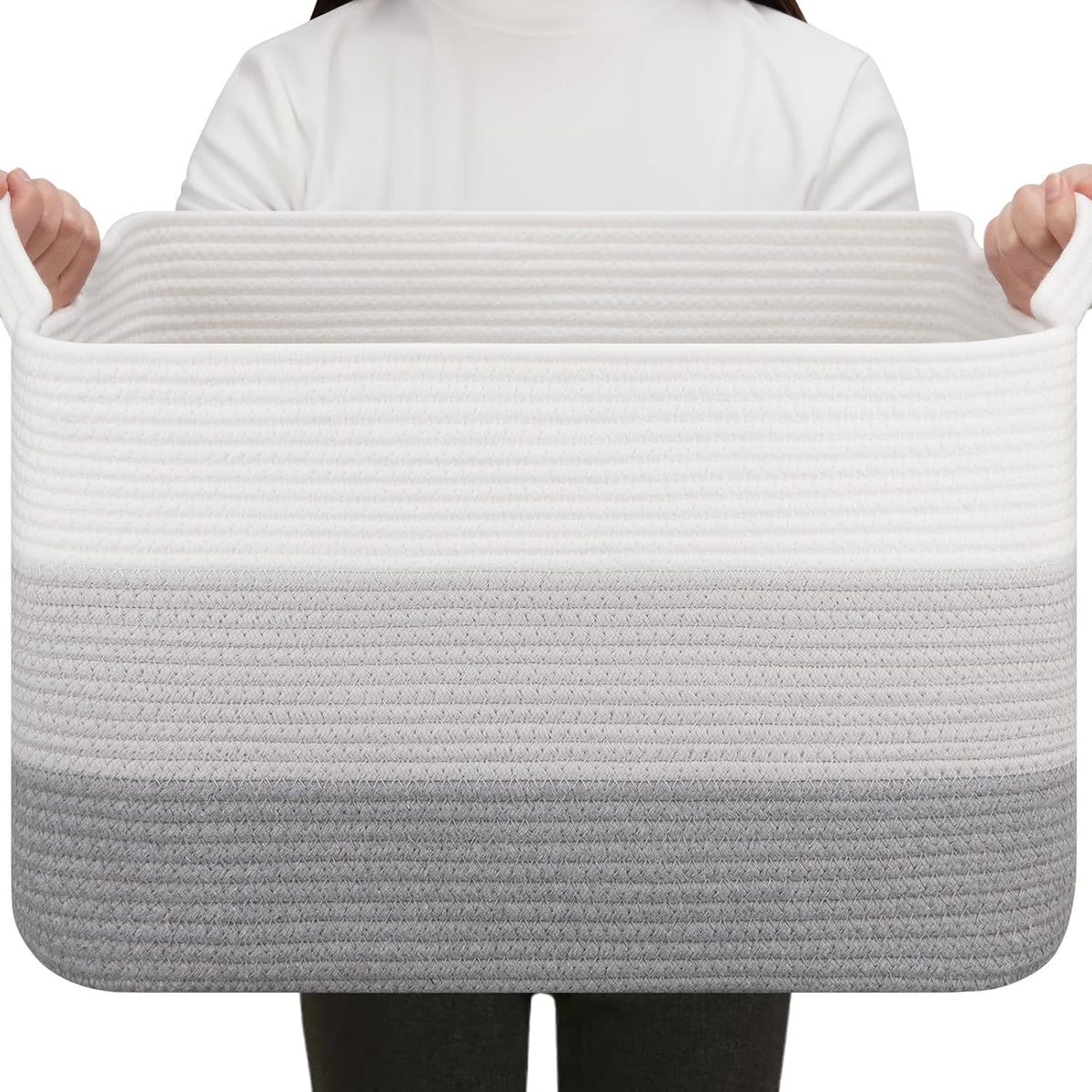 OIAHOMY Storage Basket, Woven Baskets for Storage, Cotton Rope Basket for toys,Towel Baskets for Bathroom - Pack of 3, Gradient Yellow