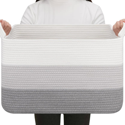 OIAHOMY Storage Basket, Woven Baskets for Storage, Cotton Rope Basket for toys,Towel Baskets for Bathroom - Pack of 3, Gradient Yellow