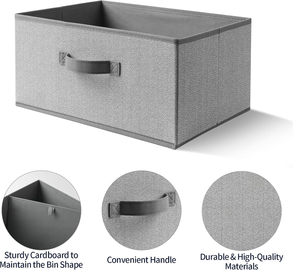 Storage Baskets, 11-Inch Woven Fabric Bins, Storage Cubes with Reinforced Handles, Organizer Bins for Closet Shelves, Foldable, for Toys, Clothes, Natural Beige (3PCS/Beige-11*11*7.8inch)