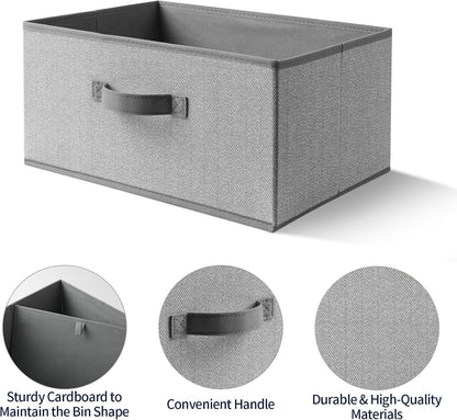 Storage Baskets, 11-Inch Woven Fabric Bins, Storage Cubes with Reinforced Handles, Organizer Bins for Closet Shelves, Foldable, for Toys, Clothes, Natural Beige (3PCS/Beige-11*11*7.8inch)