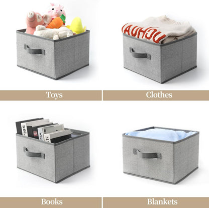 Storage Baskets, 11-Inch Woven Fabric Bins, Storage Cubes with Reinforced Handles, Organizer Bins for Closet Shelves, Foldable, for Toys, Clothes, Natural Beige (3PCS/Beige-11*11*7.8inch)