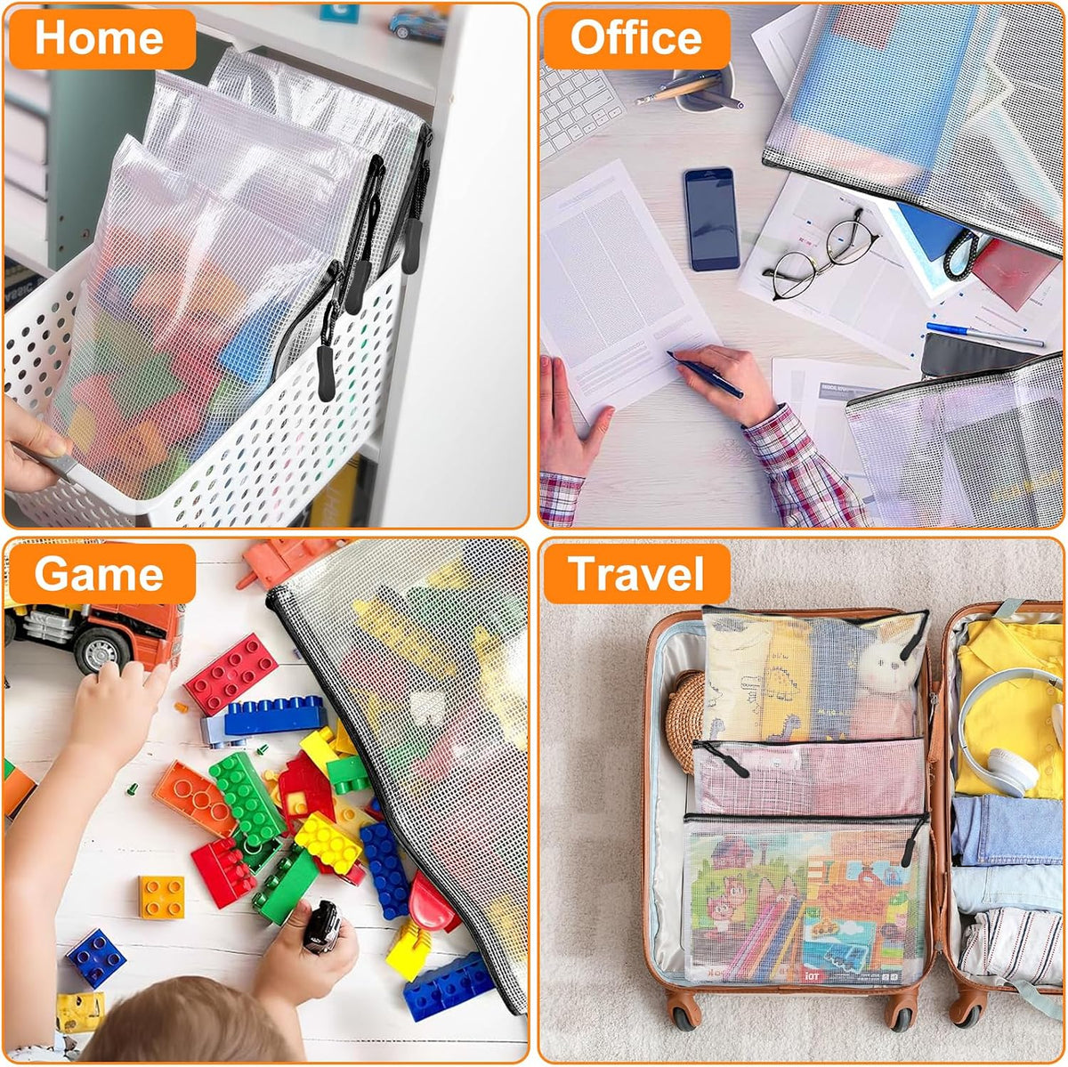YOPCDJ Mesh Zipper Pouch Bags A4 Zipper Bags for Classroom Organization, Waterproof Document Zipper Pouches for Cosmetics, Travel Storage File Bags for Office Supplie