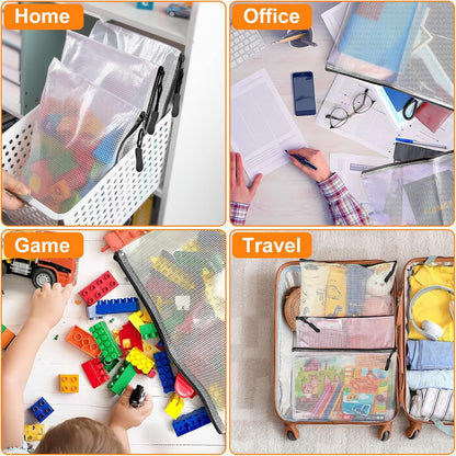 YOPCDJ Mesh Zipper Pouch Bags A4 Zipper Bags for Classroom Organization, Waterproof Document Zipper Pouches for Cosmetics, Travel Storage File Bags for Office Supplie