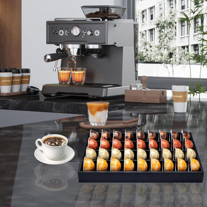 MinBoo Bamboo Coffee Pod Storage Holder Drawer Insert for Counter Compatible Nespresso Vertuo Vertuoline Capsules for Kitchen, Home, Office, Coffee Station
