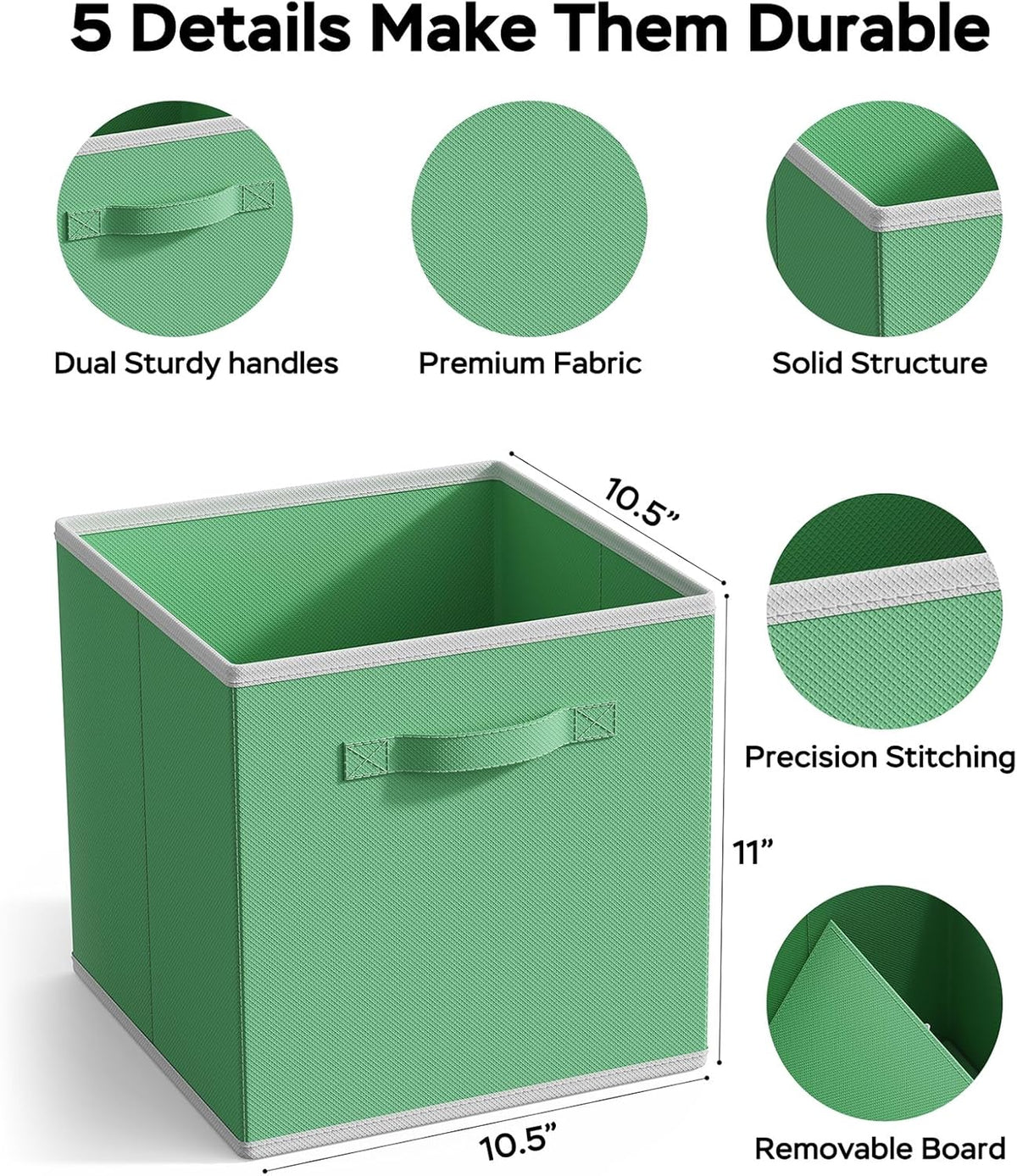 MAX Houser Fabric Storage Bins Cubes Baskets Containers with Dual Plastic Handles for Home Closet Bedroom Drawers Organizers, Flodable, Blue, Set of 4