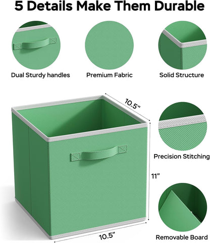 MAX Houser Fabric Storage Bins Cubes Baskets Containers with Dual Plastic Handles for Home Closet Bedroom Drawers Organizers, Flodable, Blue, Set of 4