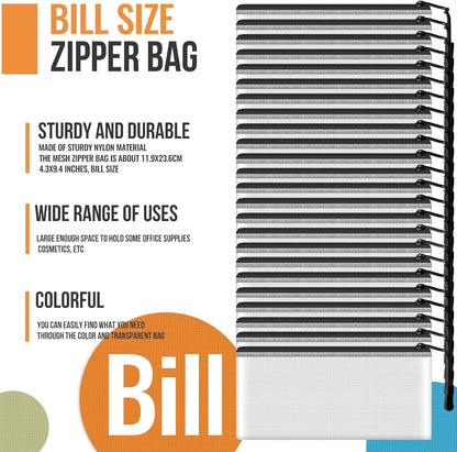 YOPCDJ 24pcs Mesh Zipper Pouch File Bags Puzzle Storage Bags, A3 17x12 Inches Large Reusable Zipper Pouches for Organizing Classroom Board Game Organization