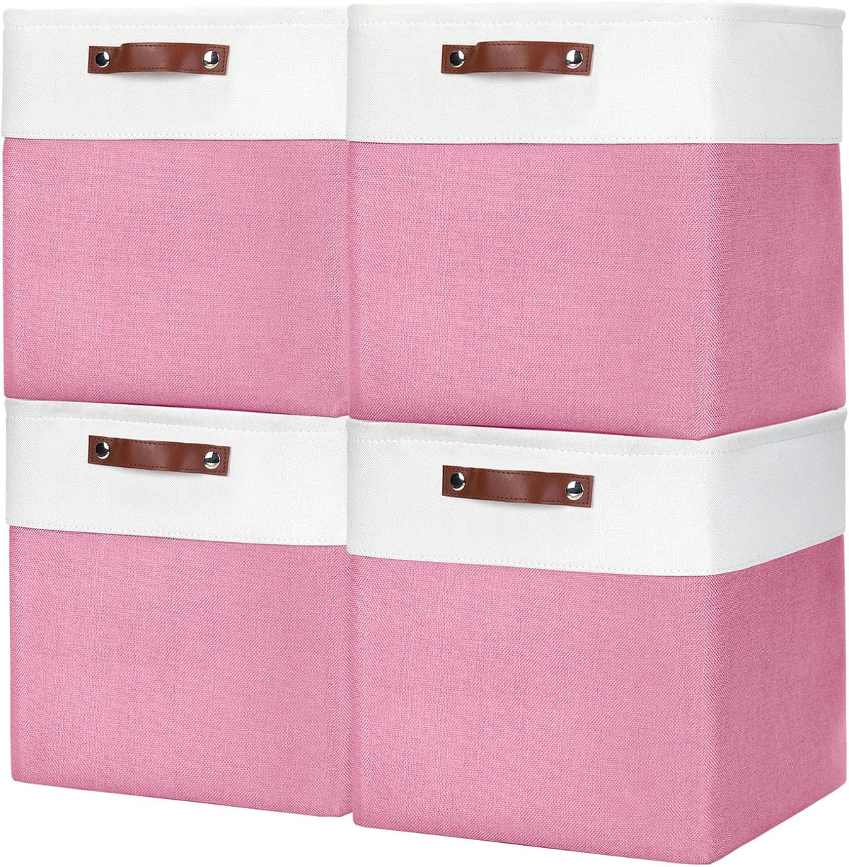 Bagnizer Large Fabric Storage Baskets | 50L Storage Bins, Decorative Linen Closet Baskets with Handles for Organizing, Shelf, Toys, Clothes, Home, Office, Nursery, 17x12x15Inches (Grey&White)